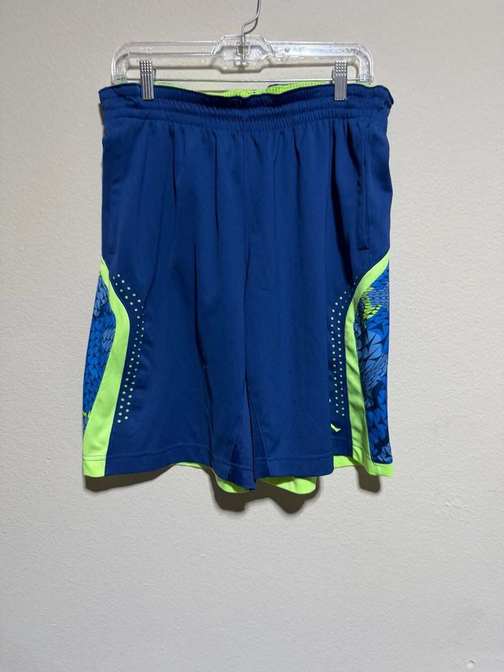 Jordan Dri-FIT Basketball Shorts Blue Neon Green Size Large